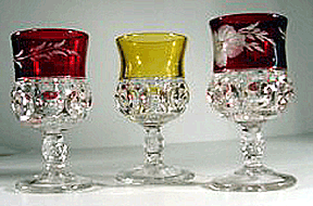Three glasses from the stain glass museum.