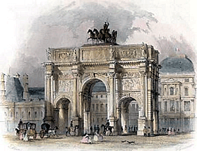 A 19th-century engraving of Napoleon's Triumphal Arch in Paris.