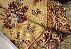 One of the two-sided carpets from Kline's Jacquard looms.