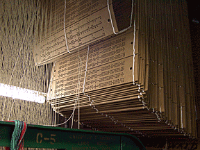 The pastebaord cards of a Jacquard loom.