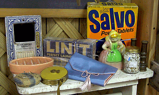 Collectibles in an antique cooperative.